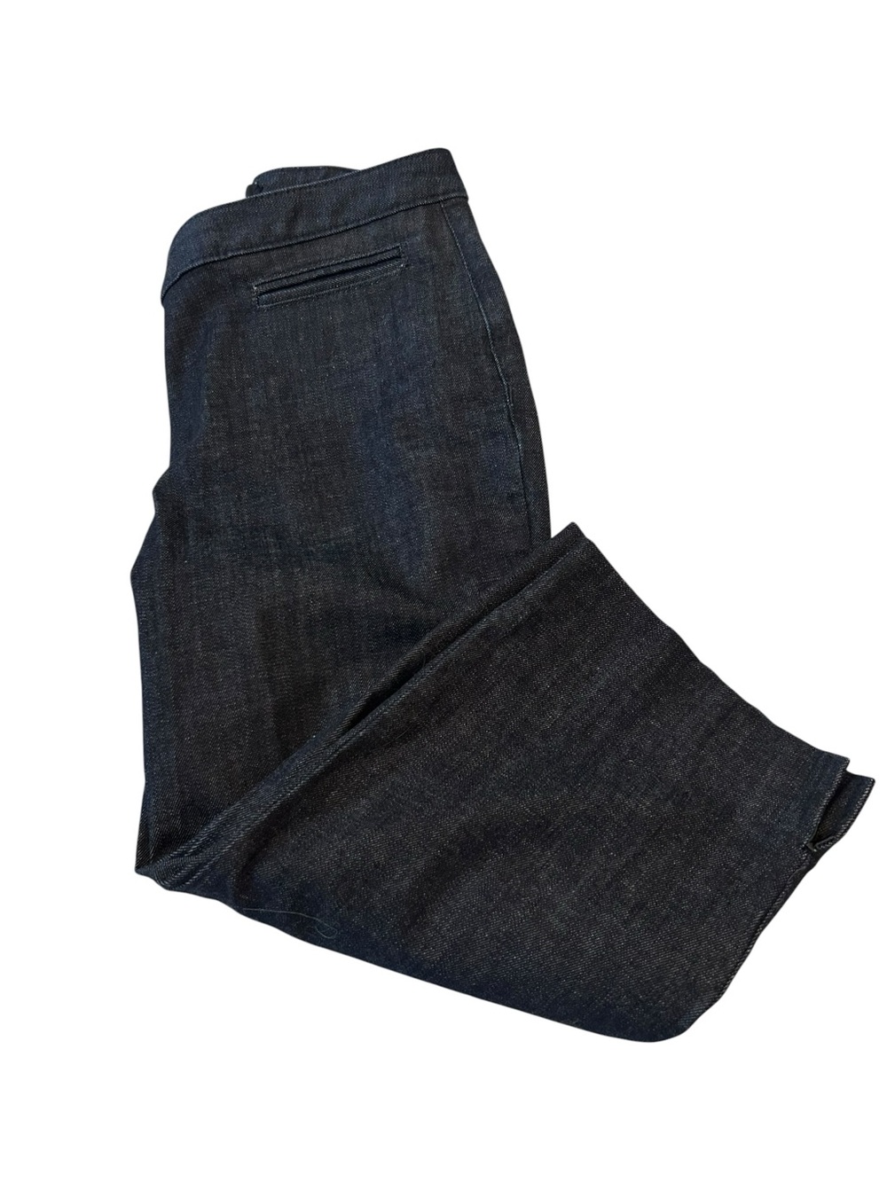 Talbots Dark Wash Cropped Wide-Leg Capri Jeans  2P - Picture 3 of 6